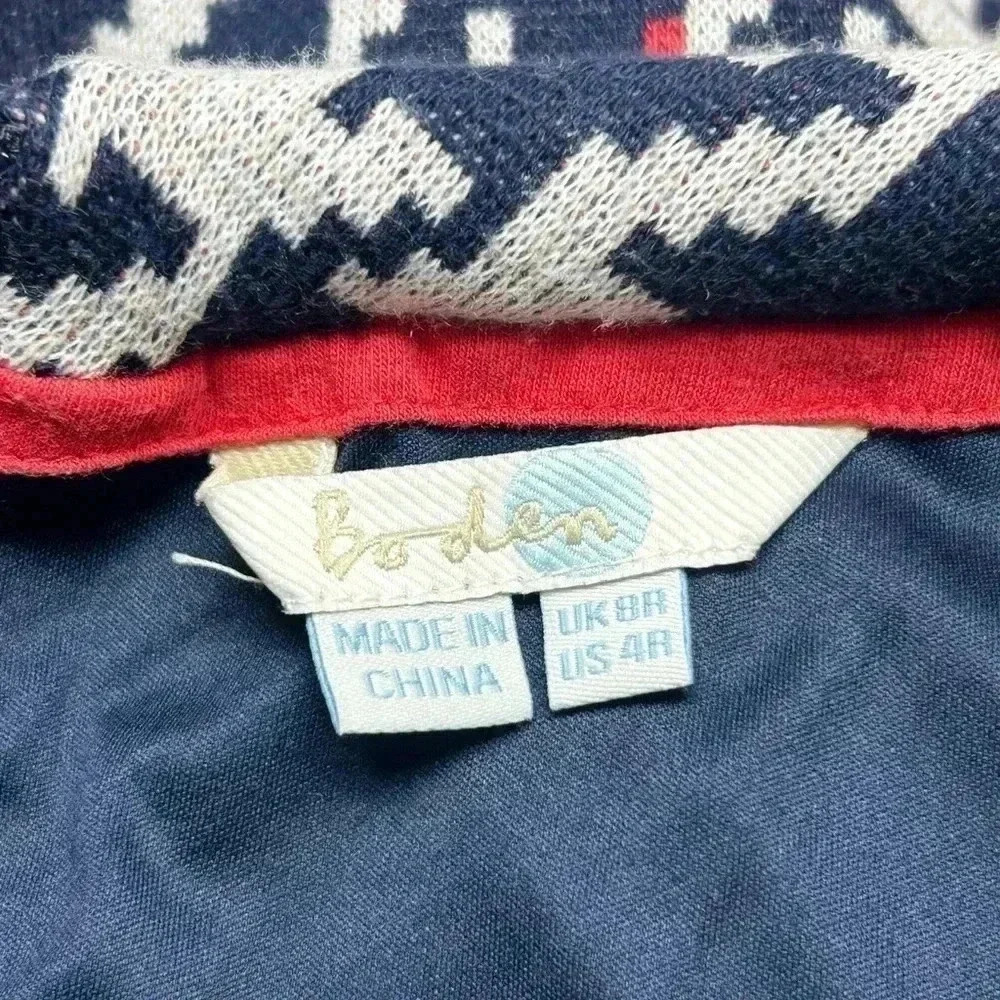 Boden Houndstooth Sheath Dress Size 4 Navy Ivory Red Hidden Zip Lined - Picture 4 of 10